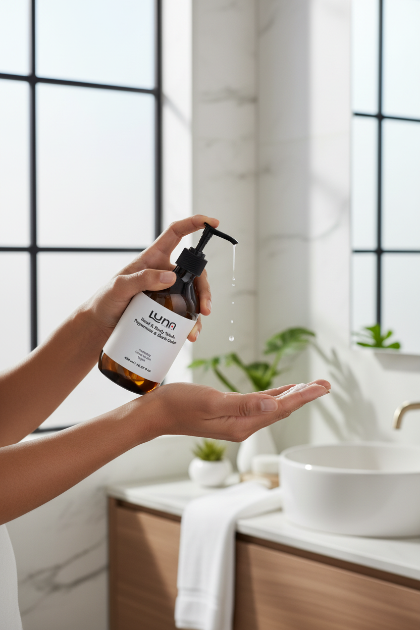 Hand & Body Wash, Peppermint & Dark Cedar